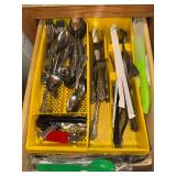 Flatware and utensils in drawer