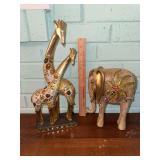 Giraffes and elephant mosaic style figures