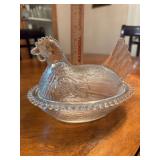 Vintage Clear Hen on Nest