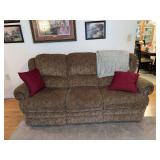 brown patterned reclining sofa