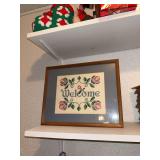 Cottage Core Welcome Cross Stitch in Frame