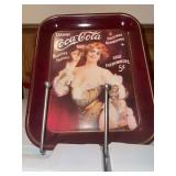 Coca-Cola metal tray on easel