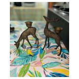 Vintage Brass Stag and Doe Deer Candle holders