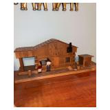 handmade folk art wooden log cabin clock