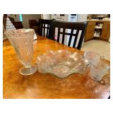 Iris & Herringbone Vase, Bowl and Cream/Sugar