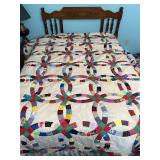 home made Double wedding ring pattern quilt