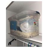 Rubbermaid Latchables storage box filled with linens