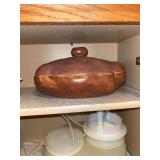 Ceramic baked potato serving bowl with lid