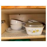 Corningware group- mini floral bouquet dish, 4 Grab-It bowls and small corelle dish
