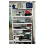 shelf and contents-kitchen storage, bakeware, cooler, cobalt pie plates and more