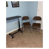 Adjustable height rolling table and folding chairs 2pcs
