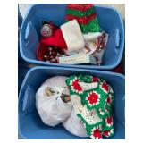 2 totes of Christmas decorations