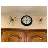 Vintage brass butterflies and kitchen clock
