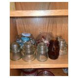 Assorted glass insulators and small barrel jar group