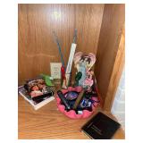 Assorted household shelf items group
