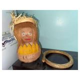Novelty Coconut Monkey and wooden snake