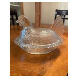 Vintage Clear Hen on Nest
