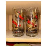 Vintage 1960s Hazel Atlas pheasant high ball glasses
