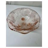 pink footed bowl with stag and holly