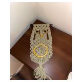 Vintage Macrame Owl hanging towel holder boho eclectic