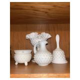 Fenton hobnail milk glass items 4pcs