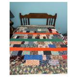 Handmade patchwork quilted lap blanket