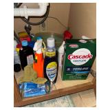 Cleaning supplies under kitchen sink