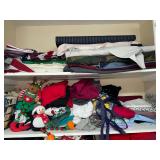 Fabric, Clothes, bags, plushies on top 2 shelves