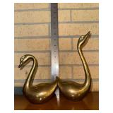 Pair of Vintage Solid Brass Swans