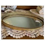 Oval Mirrored Dresser Tray