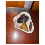 Vintage mushroom asymmetrical leather wrapped trinket dish