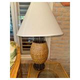 Vintage wicker barrel style table lamp