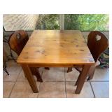 Children’s rustic pine table and 2 chairs