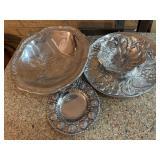 3 Embossed Pewter ware Bowls