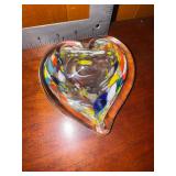 Confetti art glass heart shaped paper weight