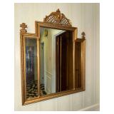 Louie the XVI revival style gilt 3 panel wall mirror