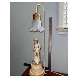 Andrea By Sadek Bisque Figural Lamp Boy holding goose