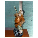 Vintage Glazed Pottery Chinese Mudman Fisherman Figurine