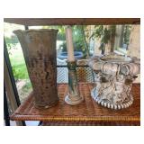 Pottery vase and candle stands