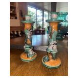Mexican majolica candle stick holders