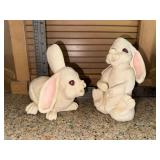 Pair of White Rock Studios hand molded pottery bunnies