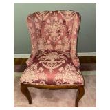 Pink Damask Tufted Chair