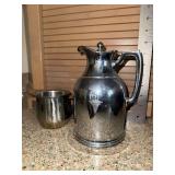 Vintage Stanley Insulated Thermos Pitcher etched medical Caduceus symbol with creamer