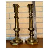 Heavy Brass Candlestick Holders 15in