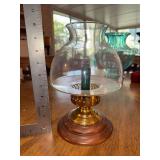 Wood and brass hurricane lantern