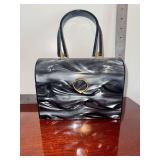 Vintage 1950s Stylecraft Miami black and gray marbled Lucite box purse