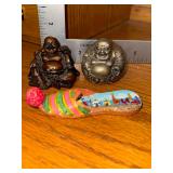 2 Small Laughing Buddhas and Istanbul souvenir