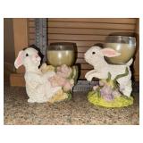 Pair of rabbit candle stands