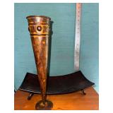 Metal Art Trumpet Vase and Tray