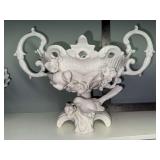 Vintage Rococo style centerpiece pedestal bowl with sculptured florals and birds